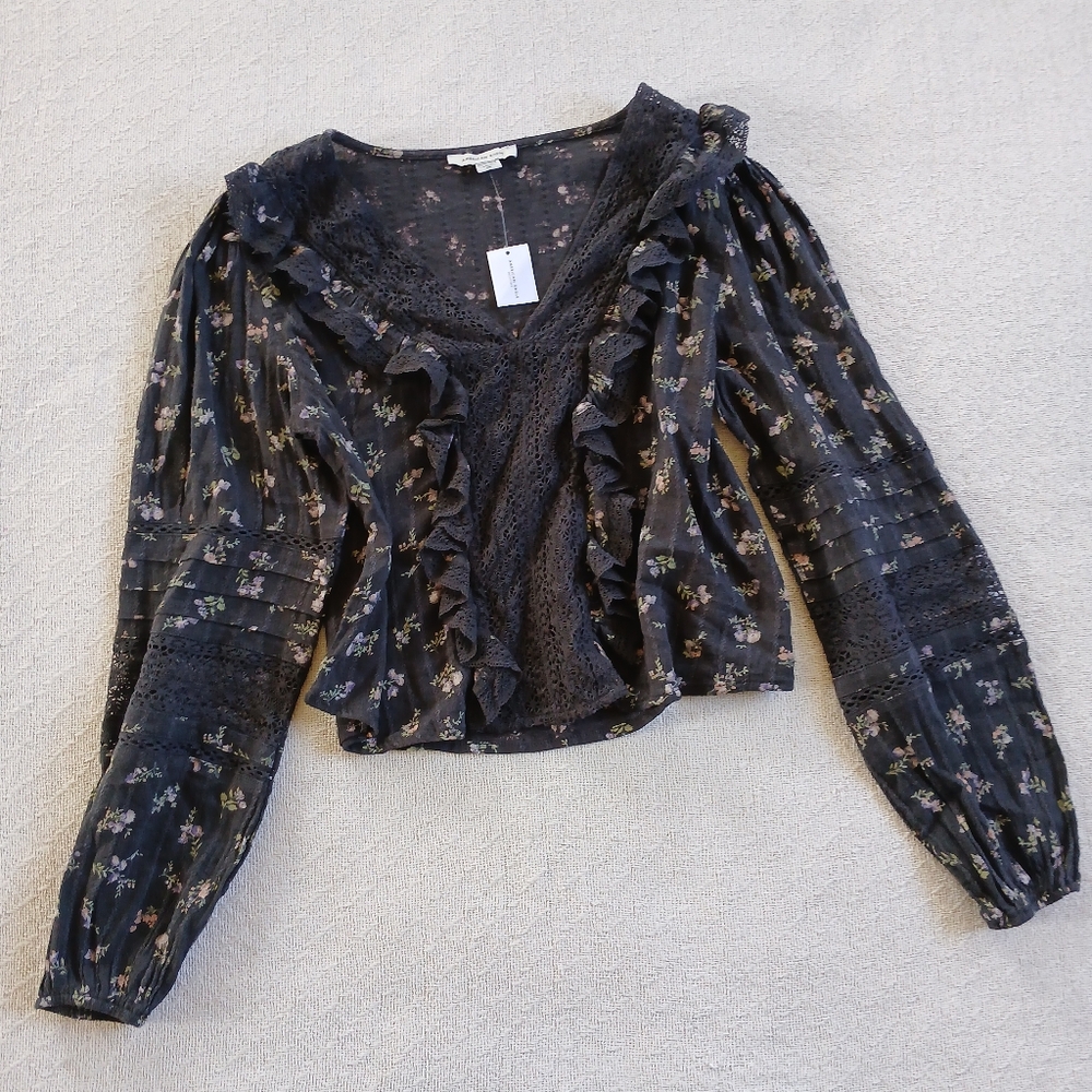 aeo ♡ ruffled boho peasant blouse xs cottagecore whimsical fairy romantic grunge